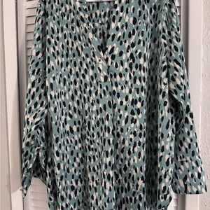 H&M Teal and Black Patterned Blouse